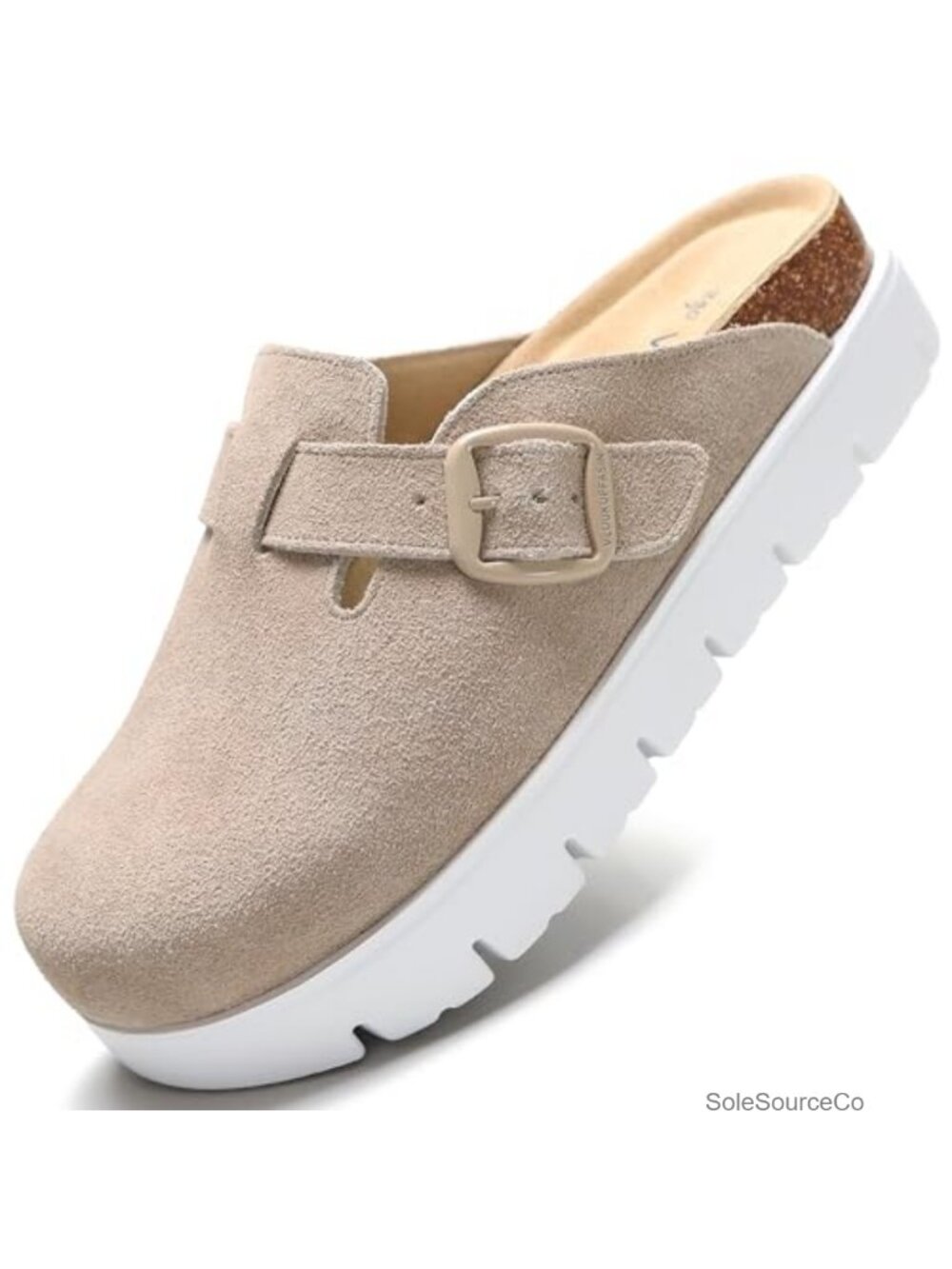 Suede Platform Clogs Chunky Mules Slip On Women's